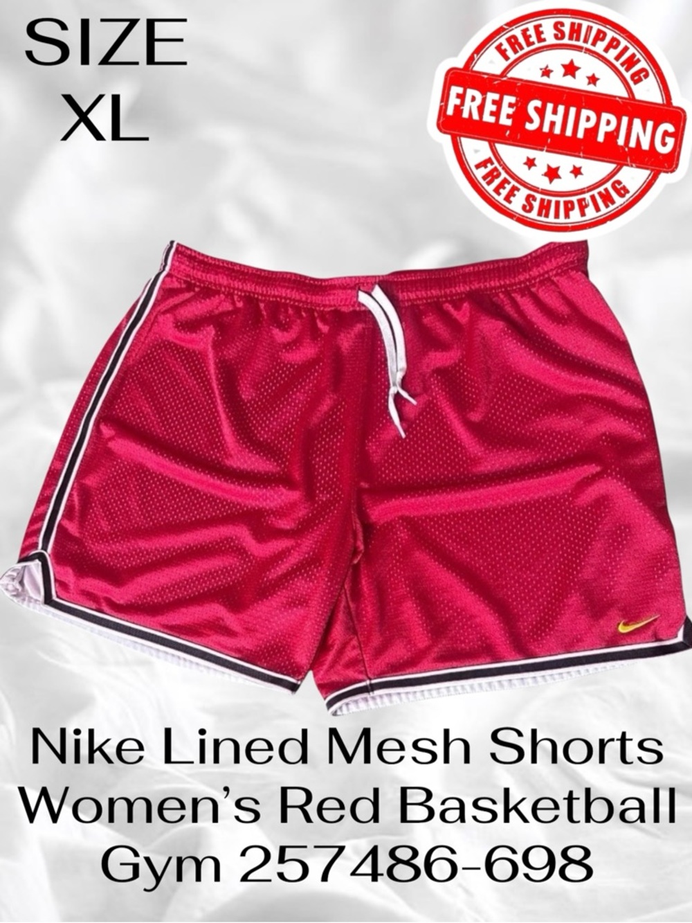 Nike Lined Mesh Shorts Womens XL Red Basketball Gym 257486-698 FREE SHIPPING